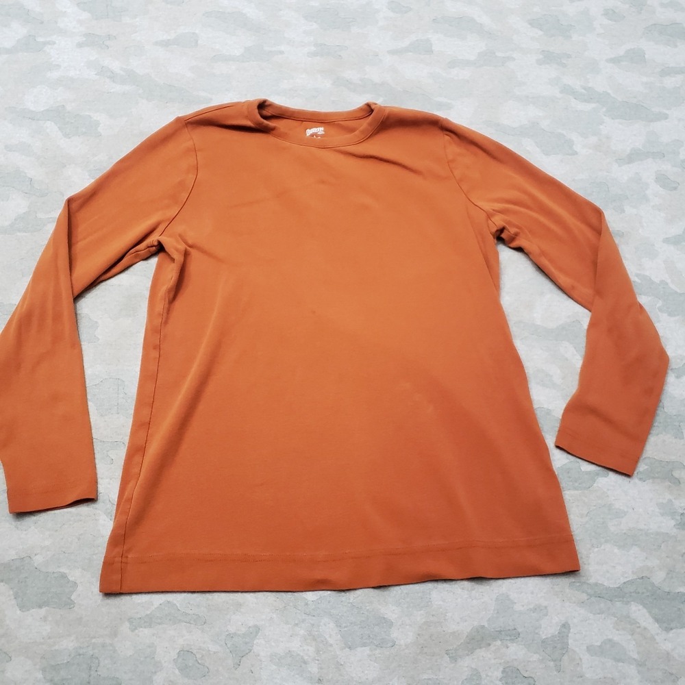 Duluth Trading Top Womens Large Orange Pullover Long Sleeve Outdoors Workwear